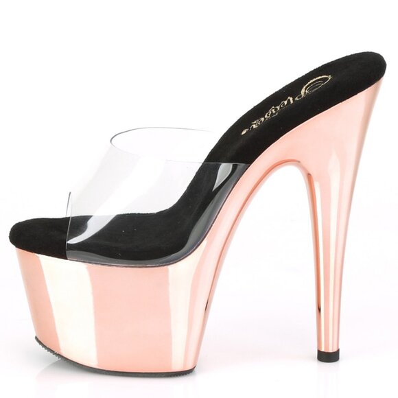 Rose Gold Platform Heels | Clear Strap Exotic Stiletto Sandals - Picture 3 of 5